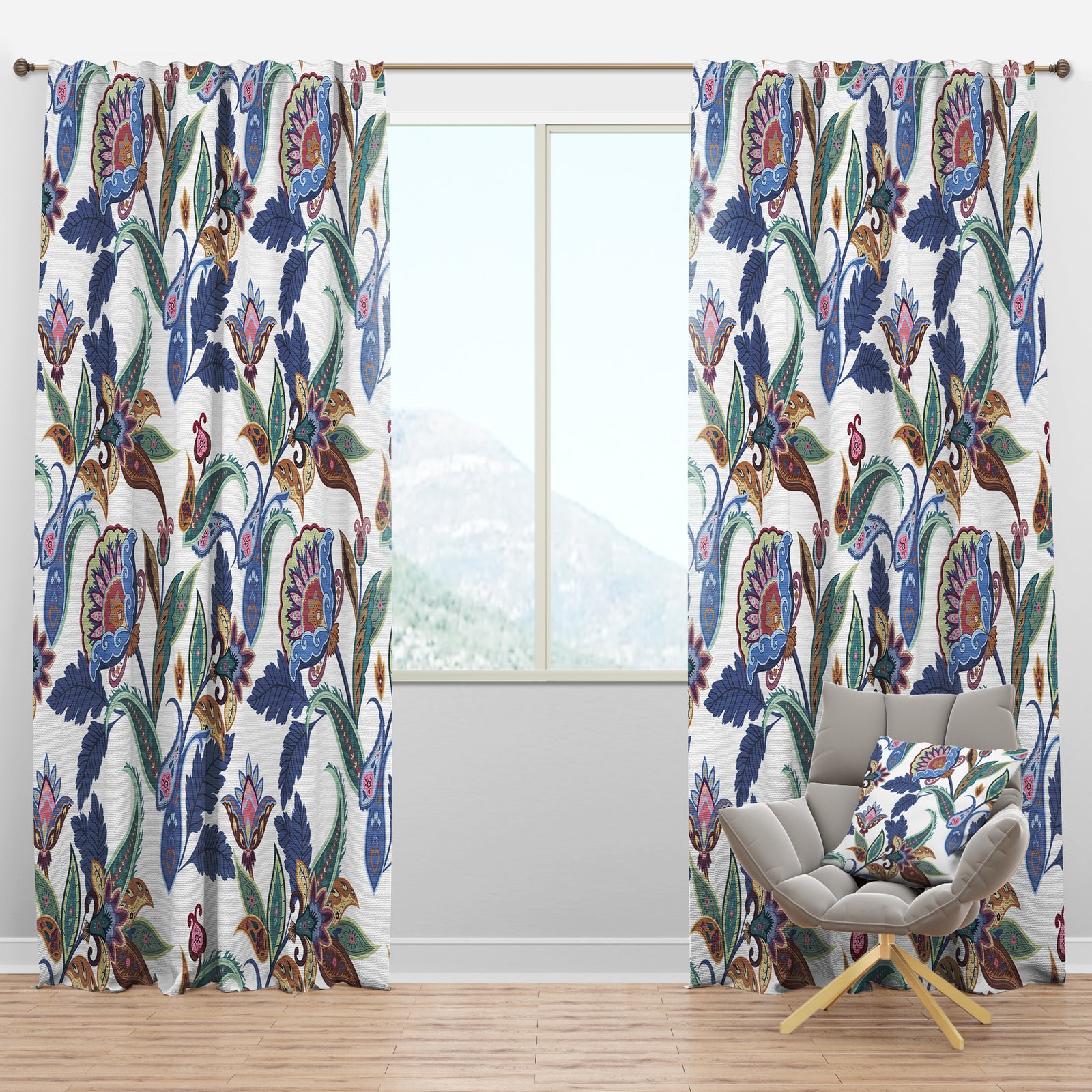 Fantasy Flowers Paisley Pattern - Traditional Curtain Panels