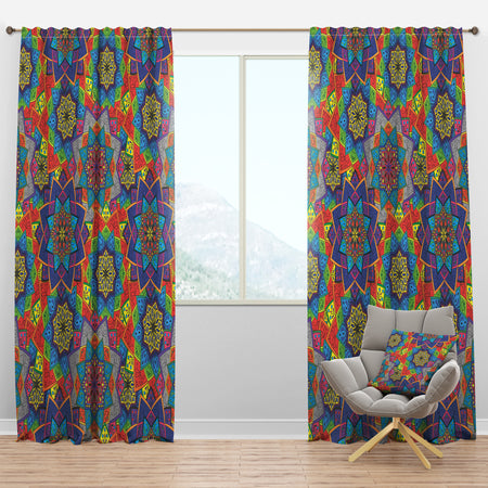 Colored Indian Ornament - Bohemian & Eclectic Curtain Panels