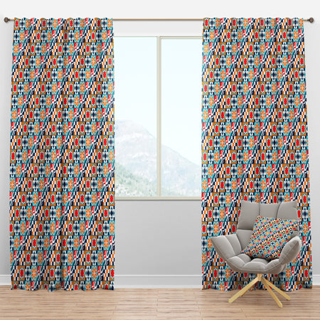 Colorful Diagonal Geometric Tiles Pattern - Modern & Contemporary Curtain Panels