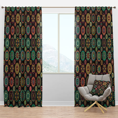 Geometric Round Ethnic Decorative Elements - Bohemian & Eclectic Curtain Panels