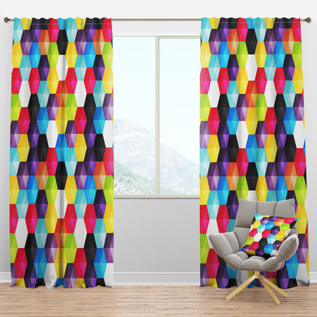 Bright Hexagons - Modern Curtain Panels