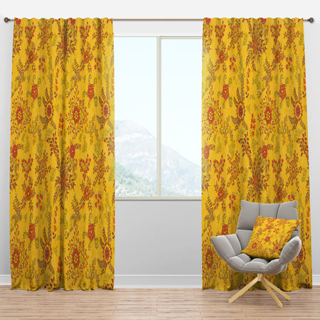 Colorful Botanic Texture - Bohemian & Eclectic Curtain Panels
