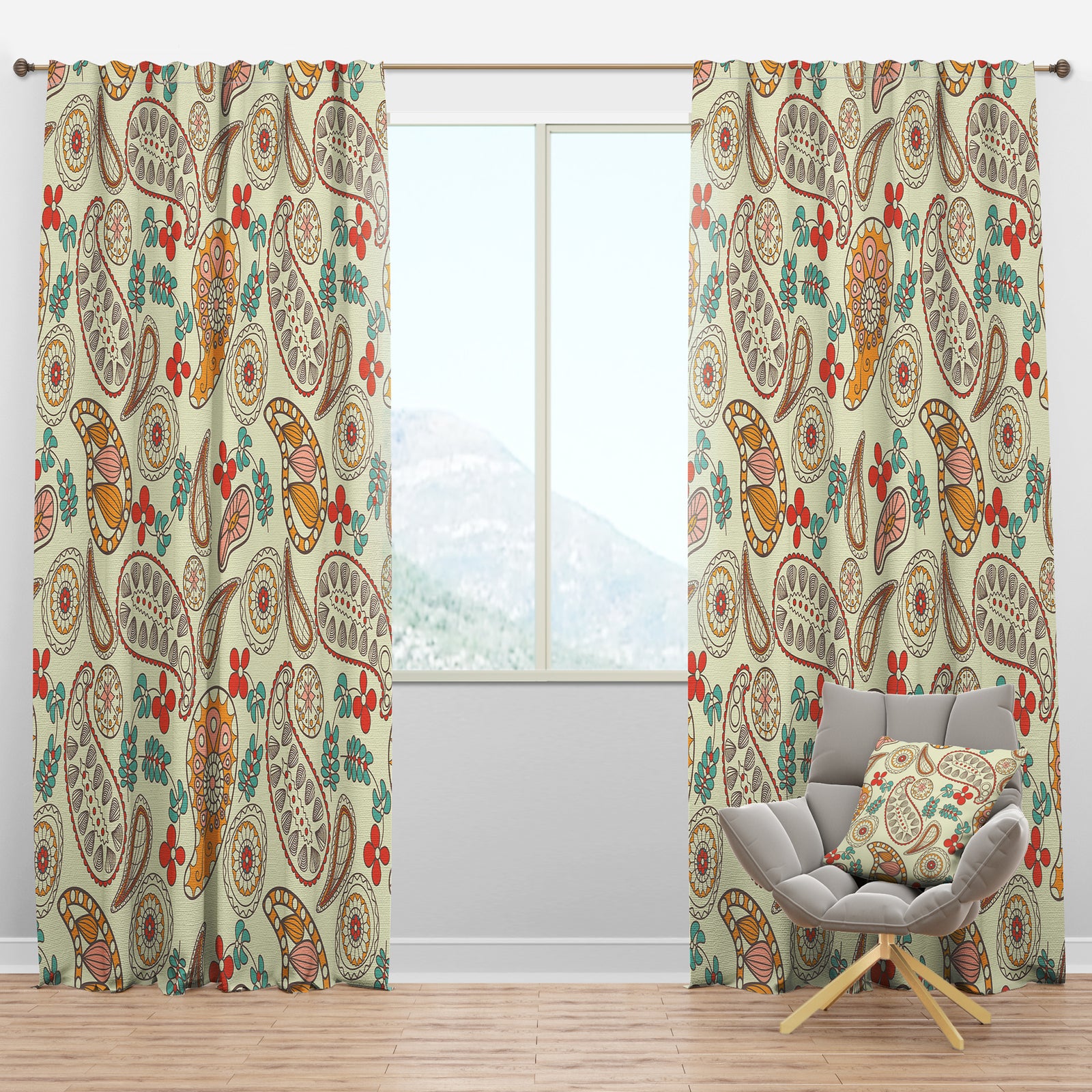 Paisley Pattern - Traditional Curtain Panels