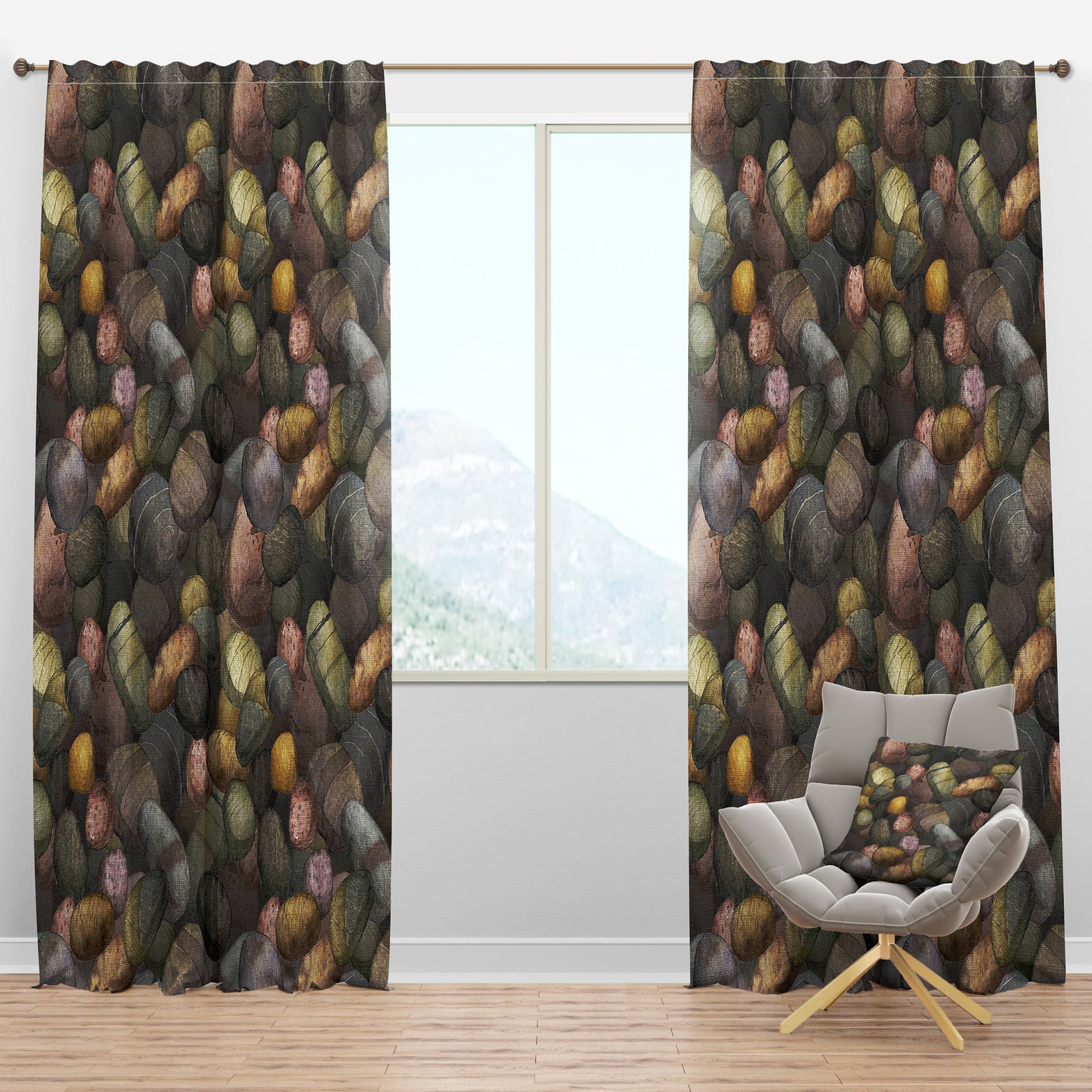 Sea & Shore Stones - Nautical & Coastal Curtain Panels