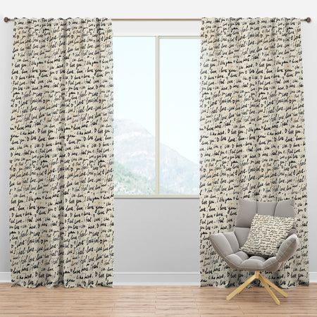I feel LOVE Text Pattern - Eclectic Curtain Panels