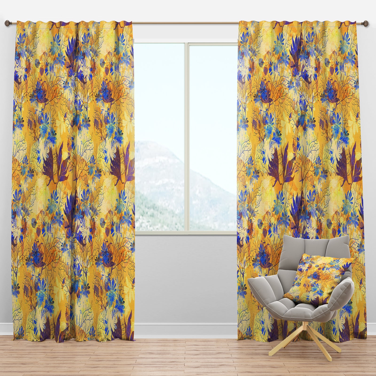 Imprints Flowers and Herb Pattern - Modern & Contemporary Curtain Panels