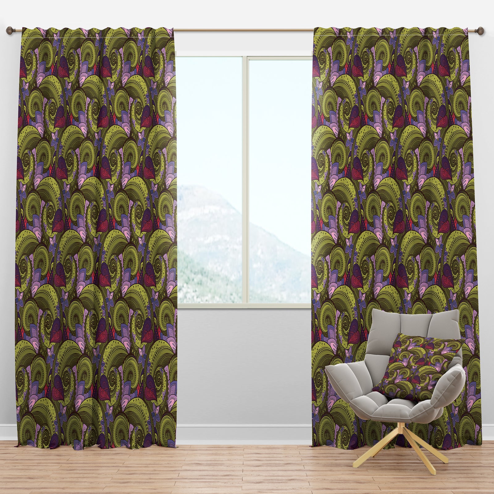 Floral Pattern, Paisley Garden Style - Bohemian & Eclectic Curtain Panels