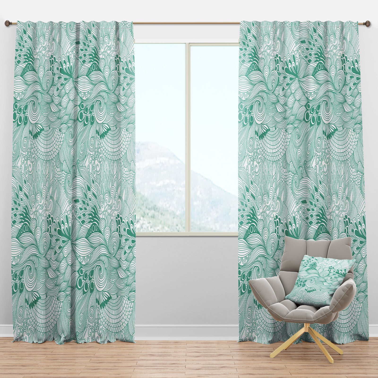 Pattern Abstract with Colorful Ornament - Modern & Contemporary Curtain Panels
