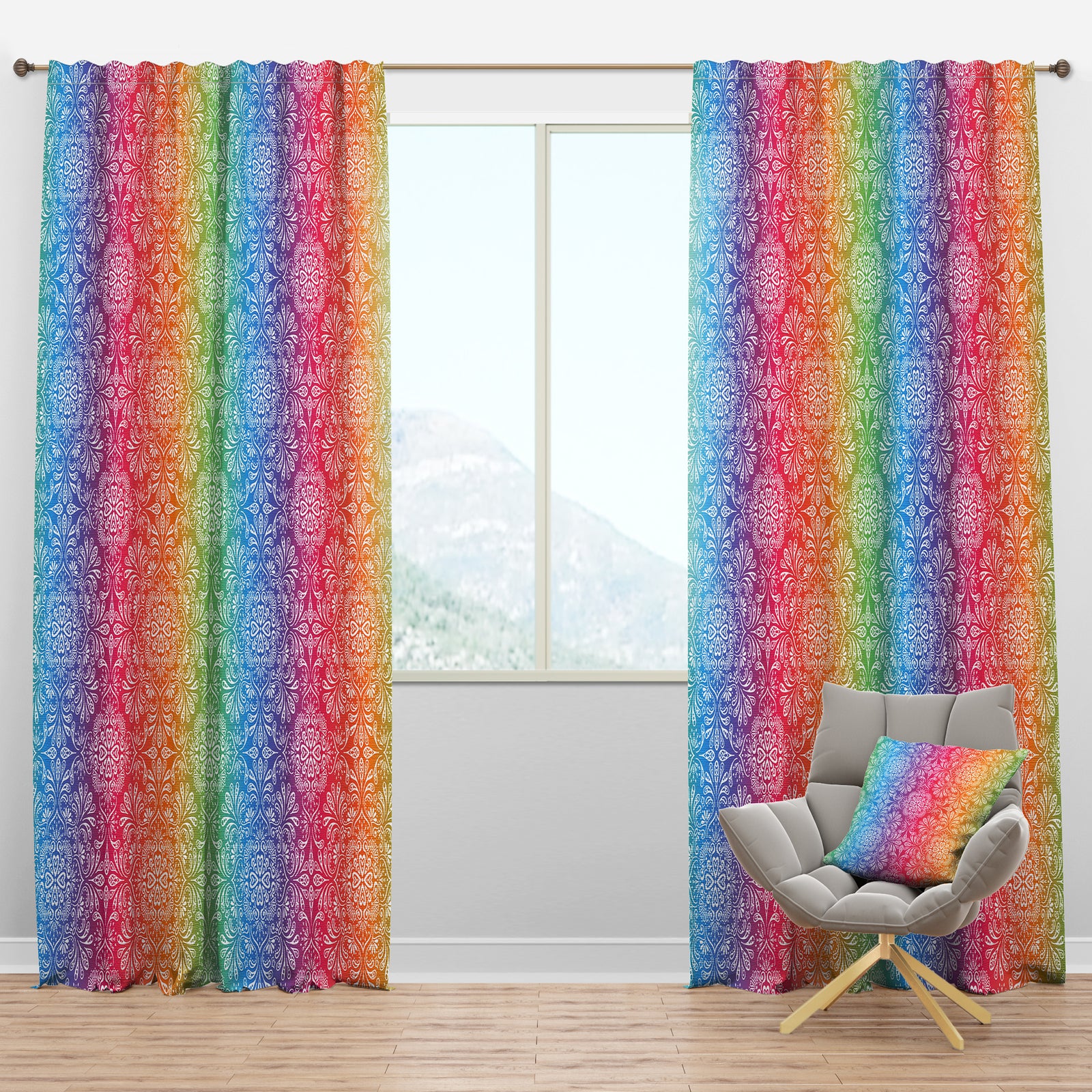 Ethnic Floral Pattern - Bohemian & Eclectic Curtain Panels