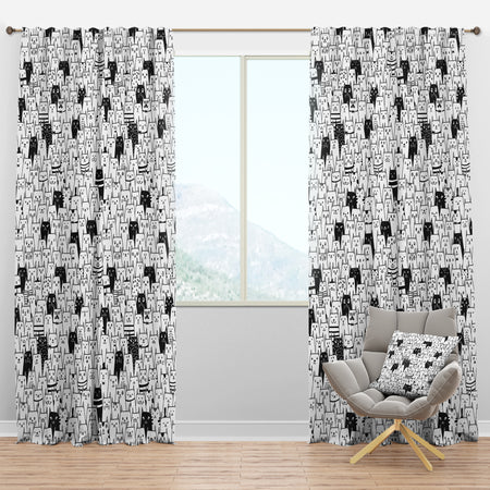 Cats Pattern - Modern Curtain Panels