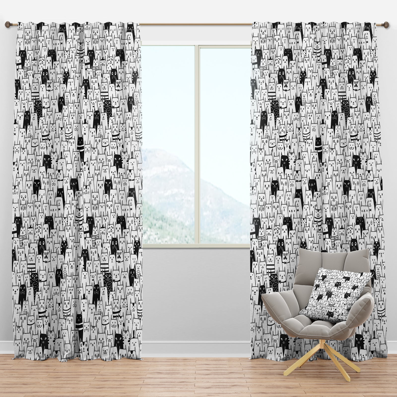 Cats Pattern - Modern Curtain Panels