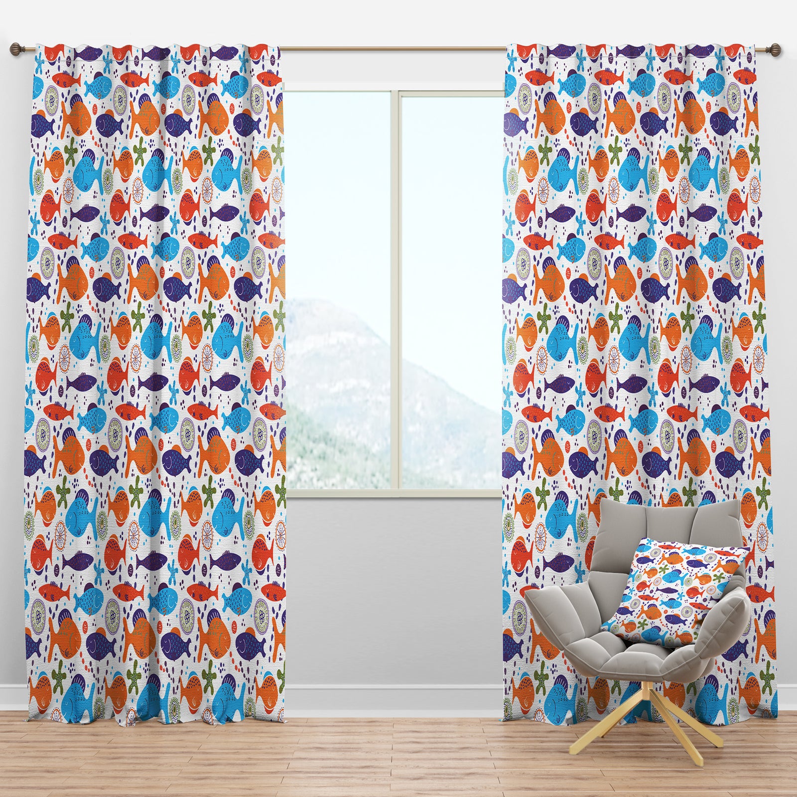 Fish Pattern - Modern Curtain Panels