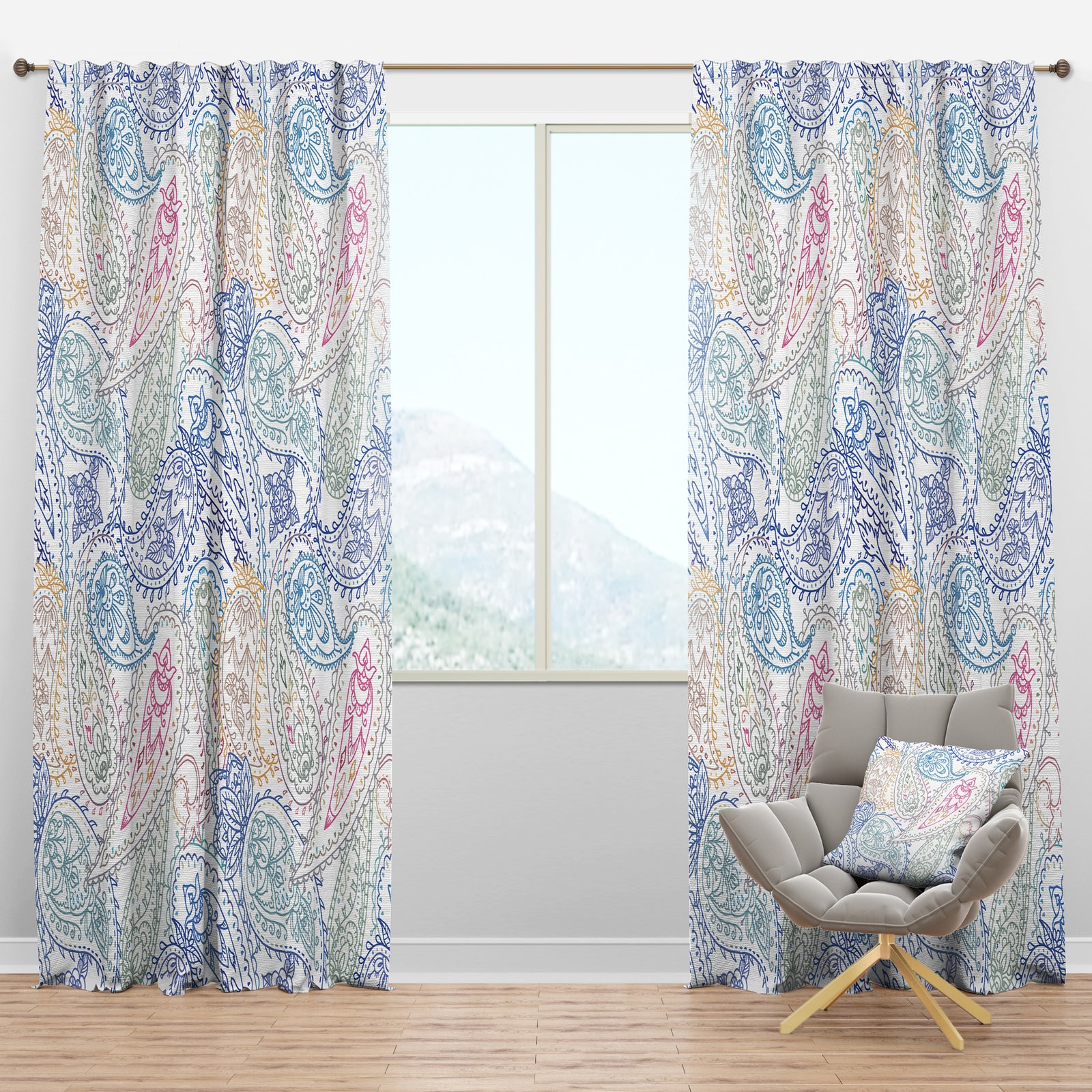 Indian Paisley Pattern - Bohemian & Eclectic Curtain Panels