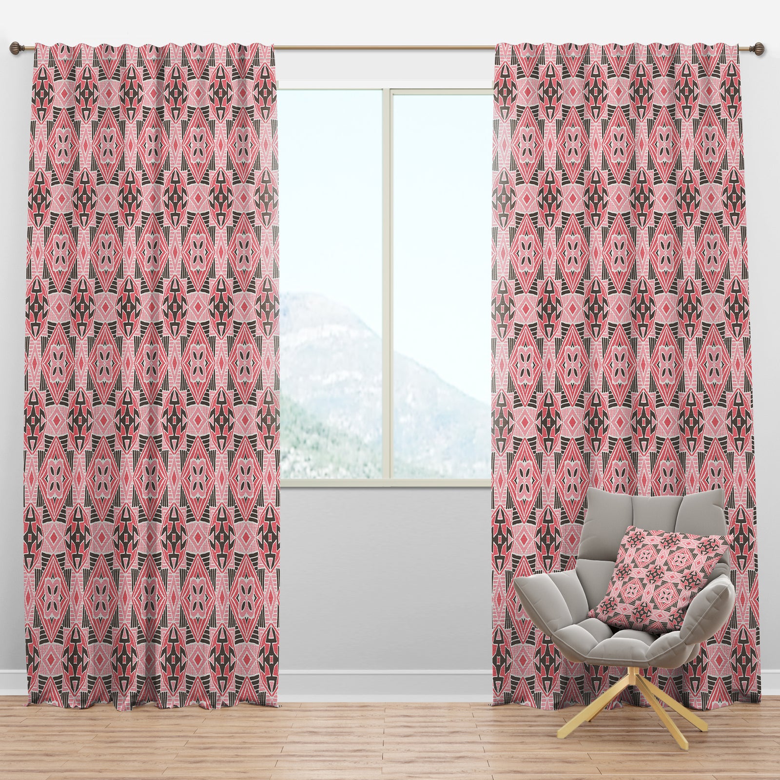 Abstract Geometric Tiles Bohemian - Bohemian & Eclectic Curtain Panels