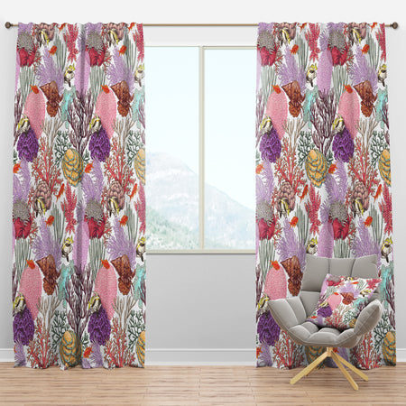 Coral Reef and Fishes Pattern - Nautical & Coastal Curtain Panels