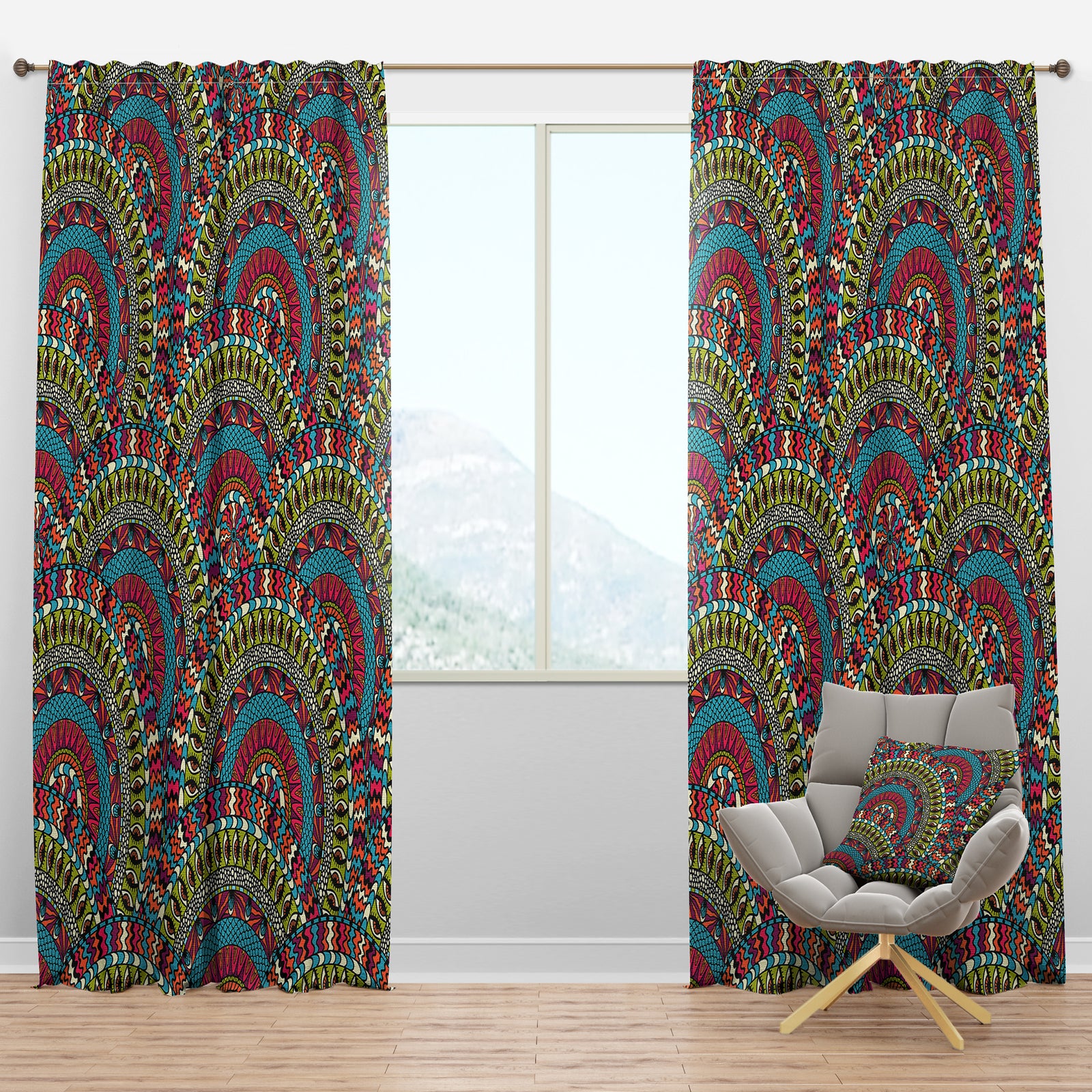 Colorful Ethnicity Round Ornament - Bohemian & Eclectic Curtain Panels