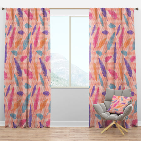 Colorful Feathers Pattern - Southwestern Curtain Panels