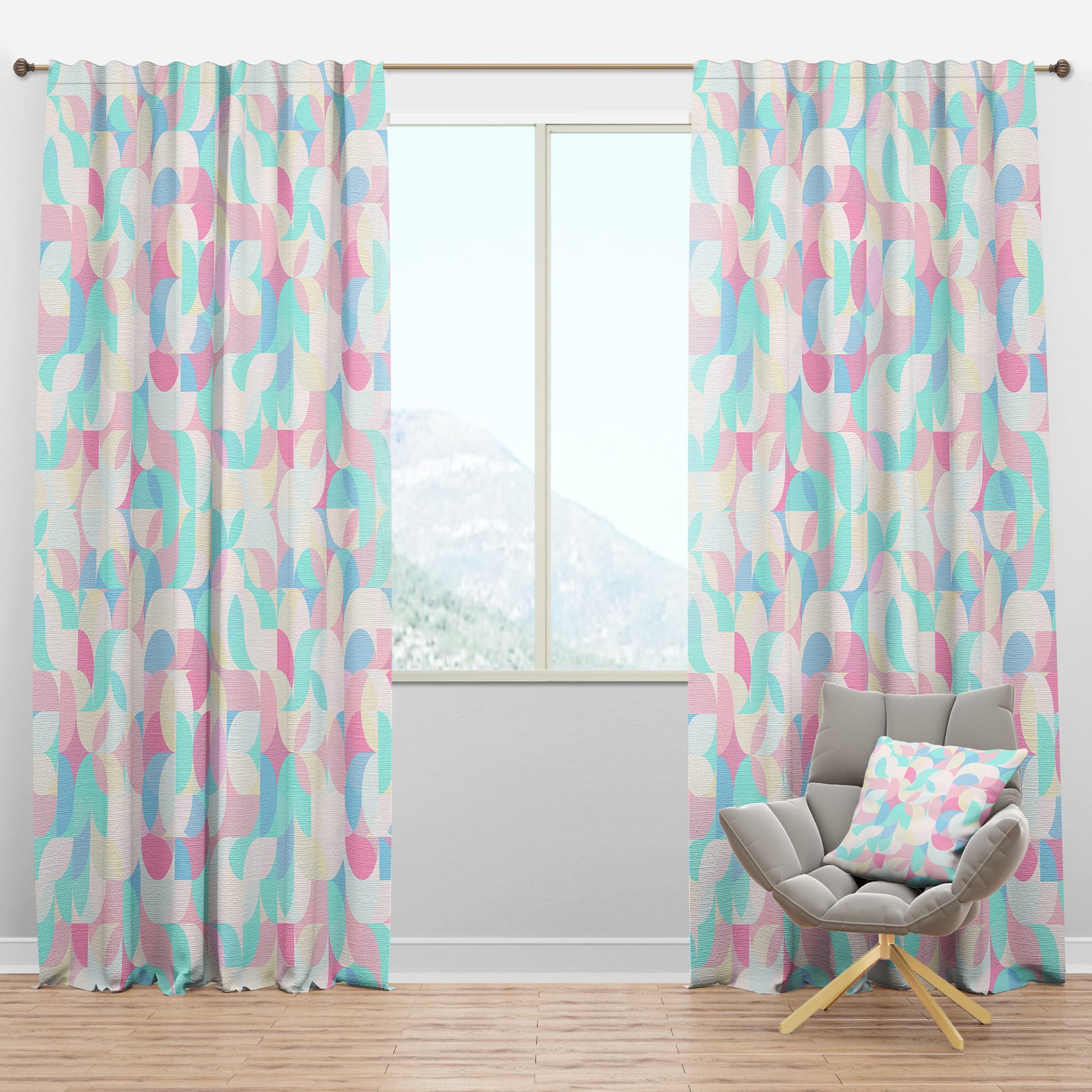 Pattern of Undulating Geometric Forms - Modern Curtain Panels