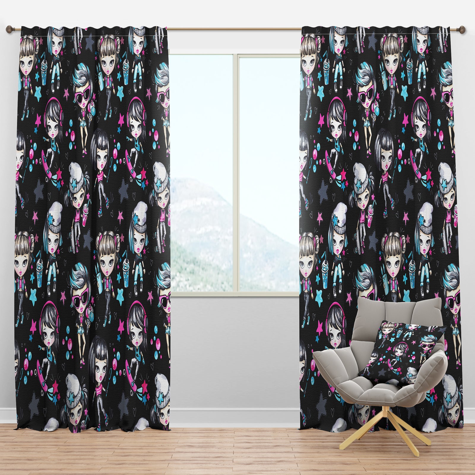 Fashion Teenagers Glamorous & Sport Girls - Modern Curtain Panels