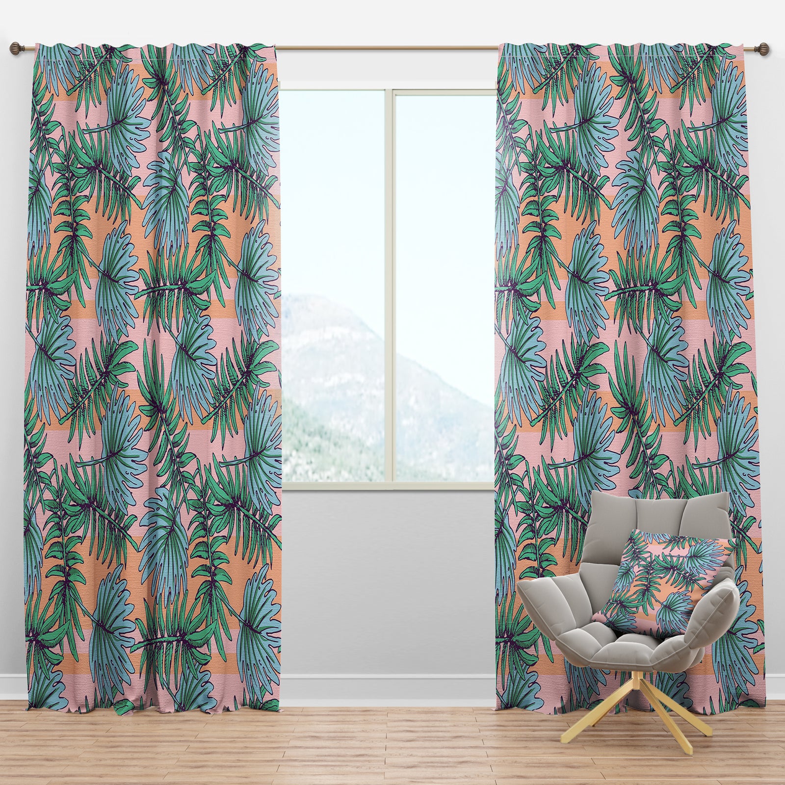 Summer Colorful Hawaiian Pattern with Tropical Plants - Tropical Curtain Panels