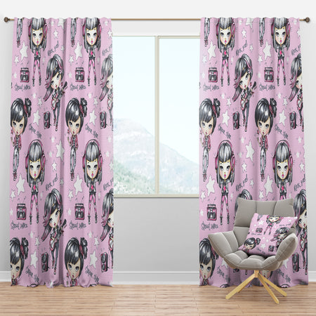 Rock Girl Super Star Street Dance - Modern Curtain Panels