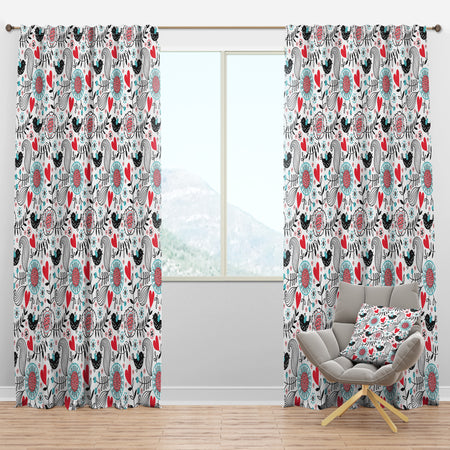 Colorful Contract Floral Pattern - Traditional Curtain Panels