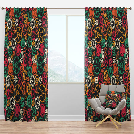 Colored Clockwork Texture - Modern & Contemporary Curtain Panels