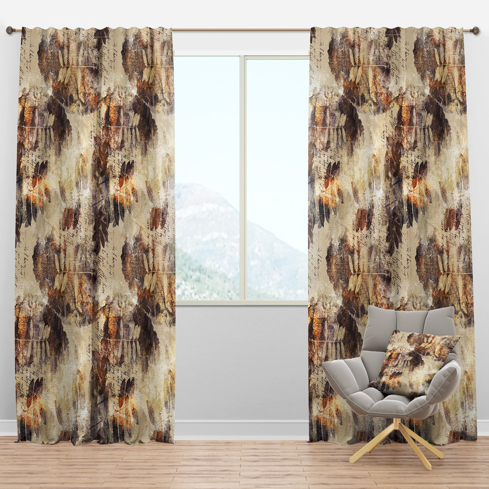 Leaves and Spots Pattern - Modern & Contemporary Curtain Panels