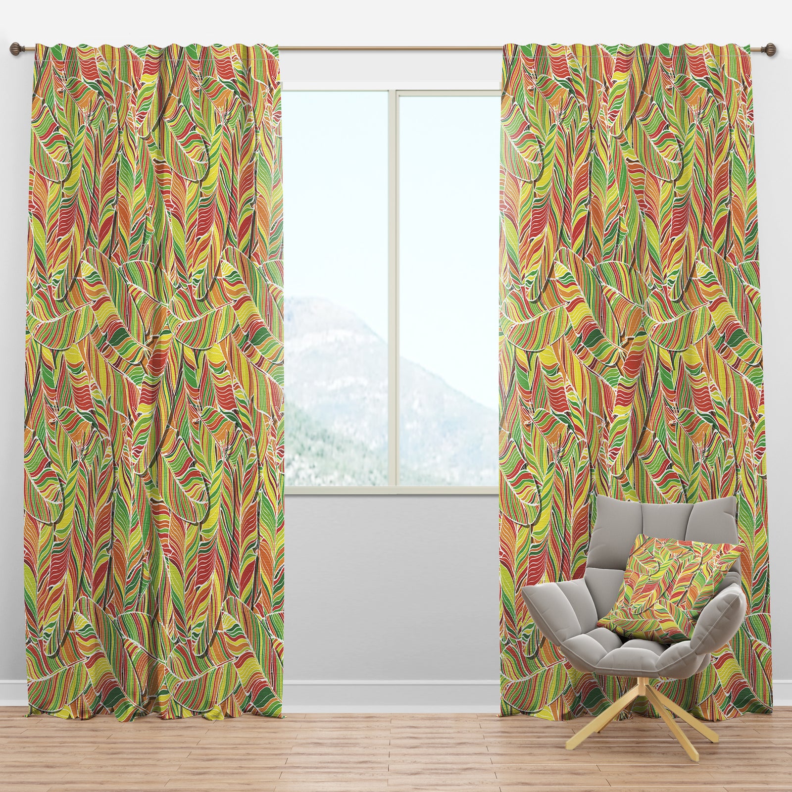 Brightly Colored Feathers - Southwestern Curtain Panels