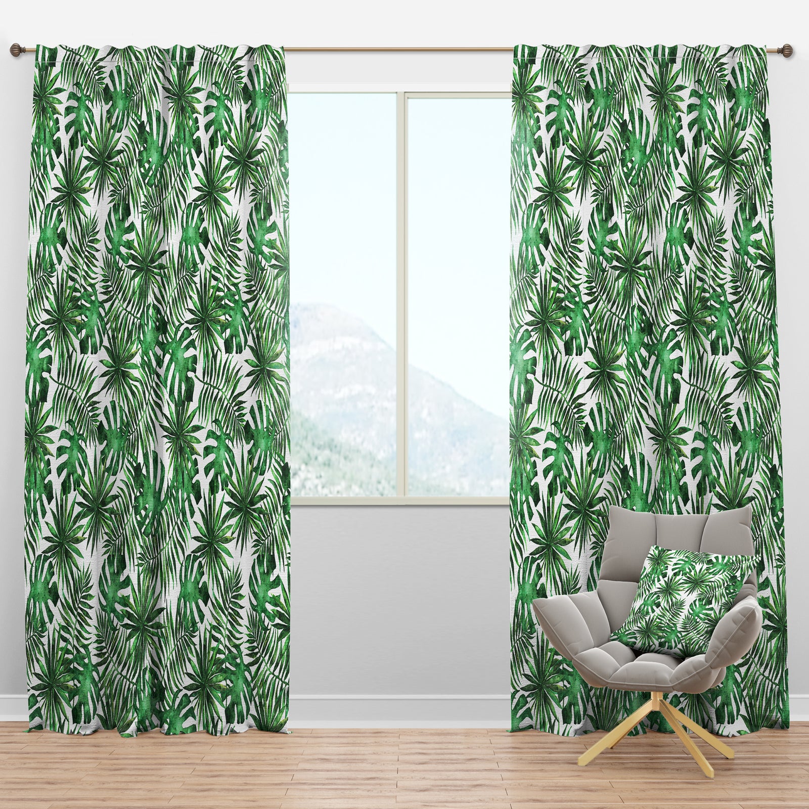 Leaves & Brunches of Tropical Plants & Trees - Tropical Curtain Panels