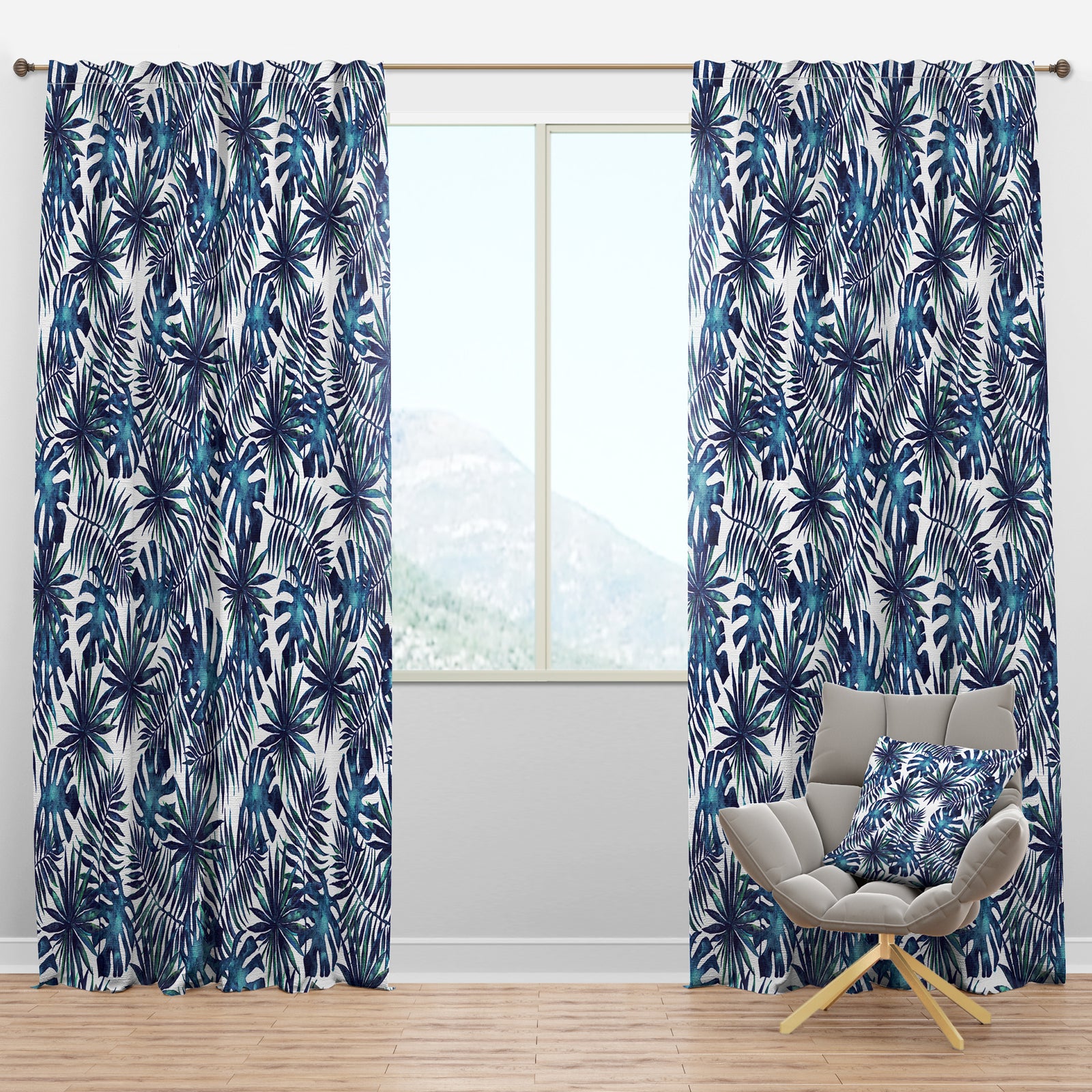 Leaves and Brunches of Tropical Plants - Tropical Curtain Panels
