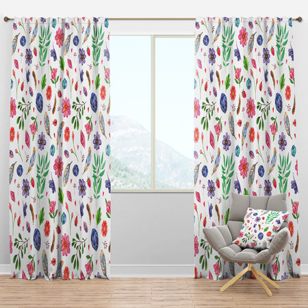 Herbal, Gemstones, Flowers, Insects & Feathers - Bohemian & Eclectic Curtain Panels