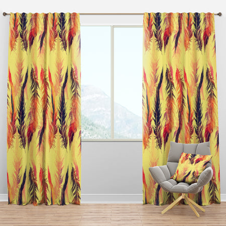 Pattern with Imprints of Flying Bird Feathers - Southwestern Curtain Panels
