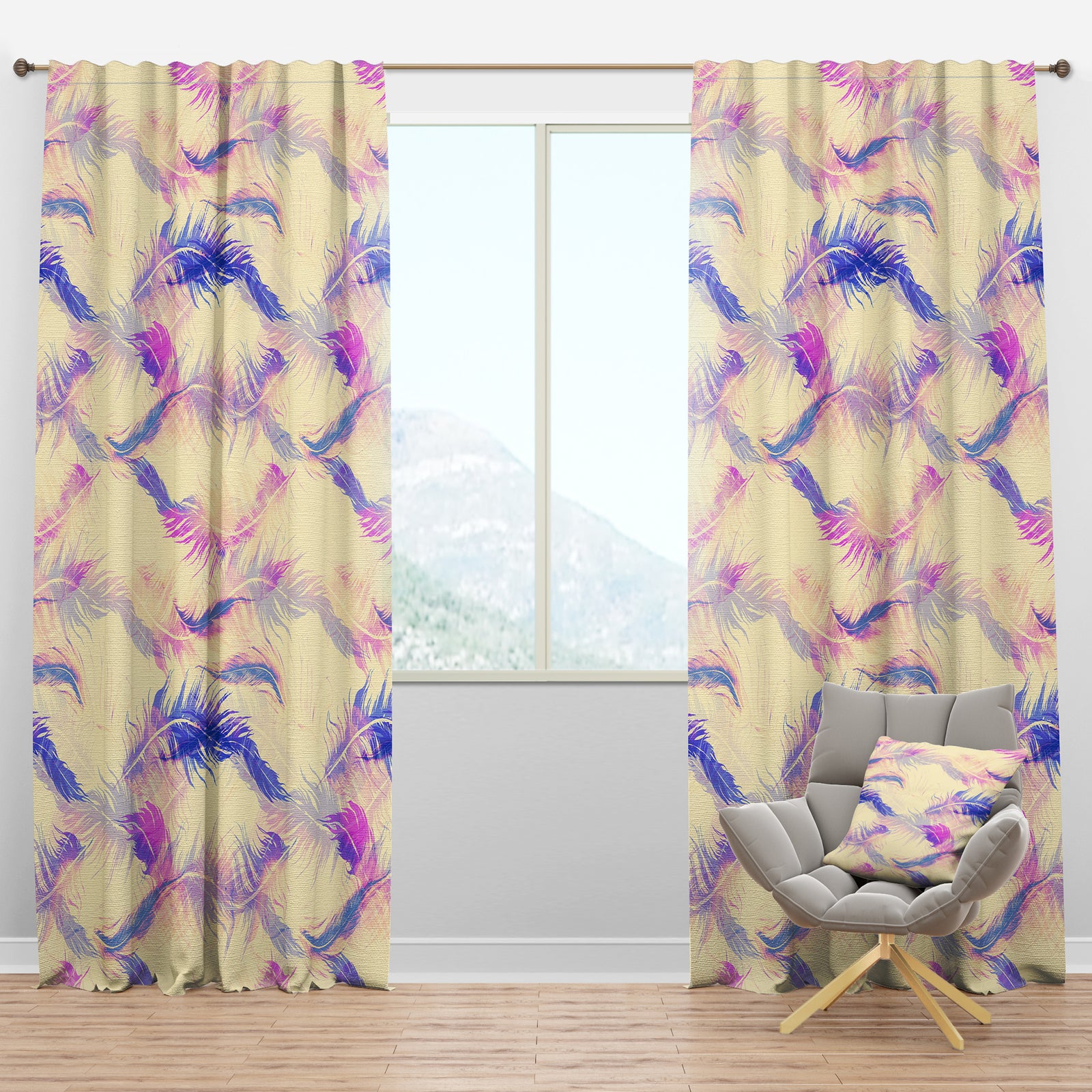 Imprints of Flying Bird Feathers - Southwestern Curtain Panels