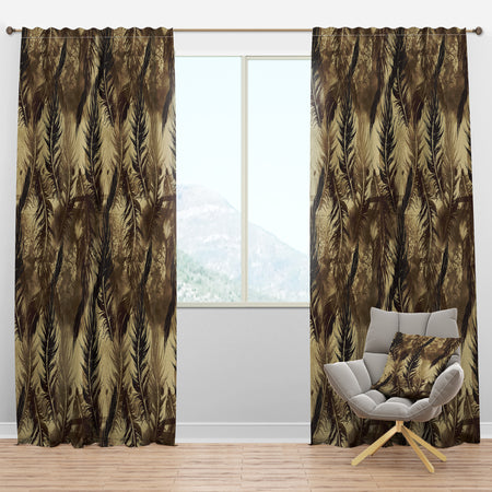 Abstract Pattern with Imprints of Flying Bird Feathers - Southwestern Curtain Panels