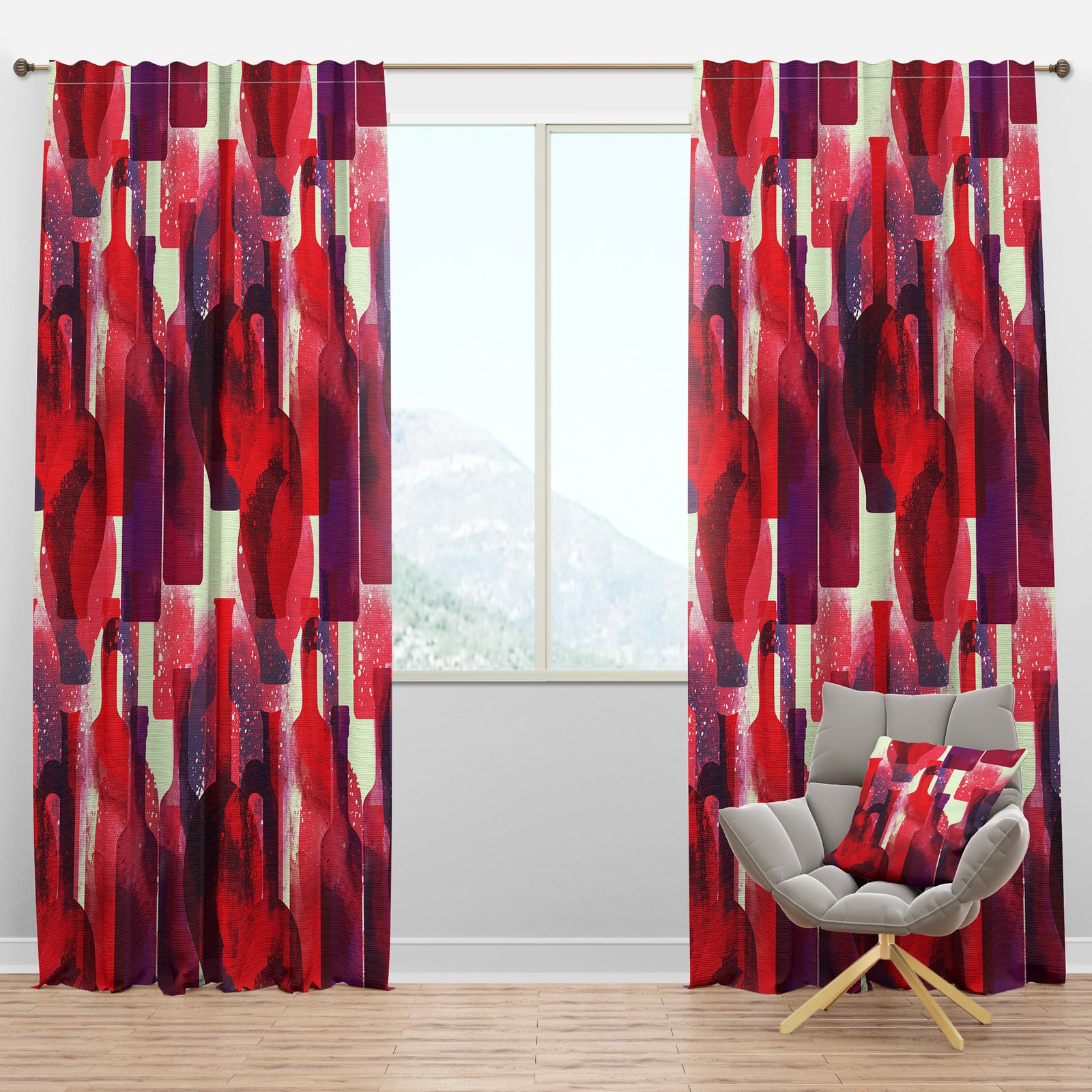 Imprints of Wine Bottles - Bohemian & Eclectic Curtain Panels