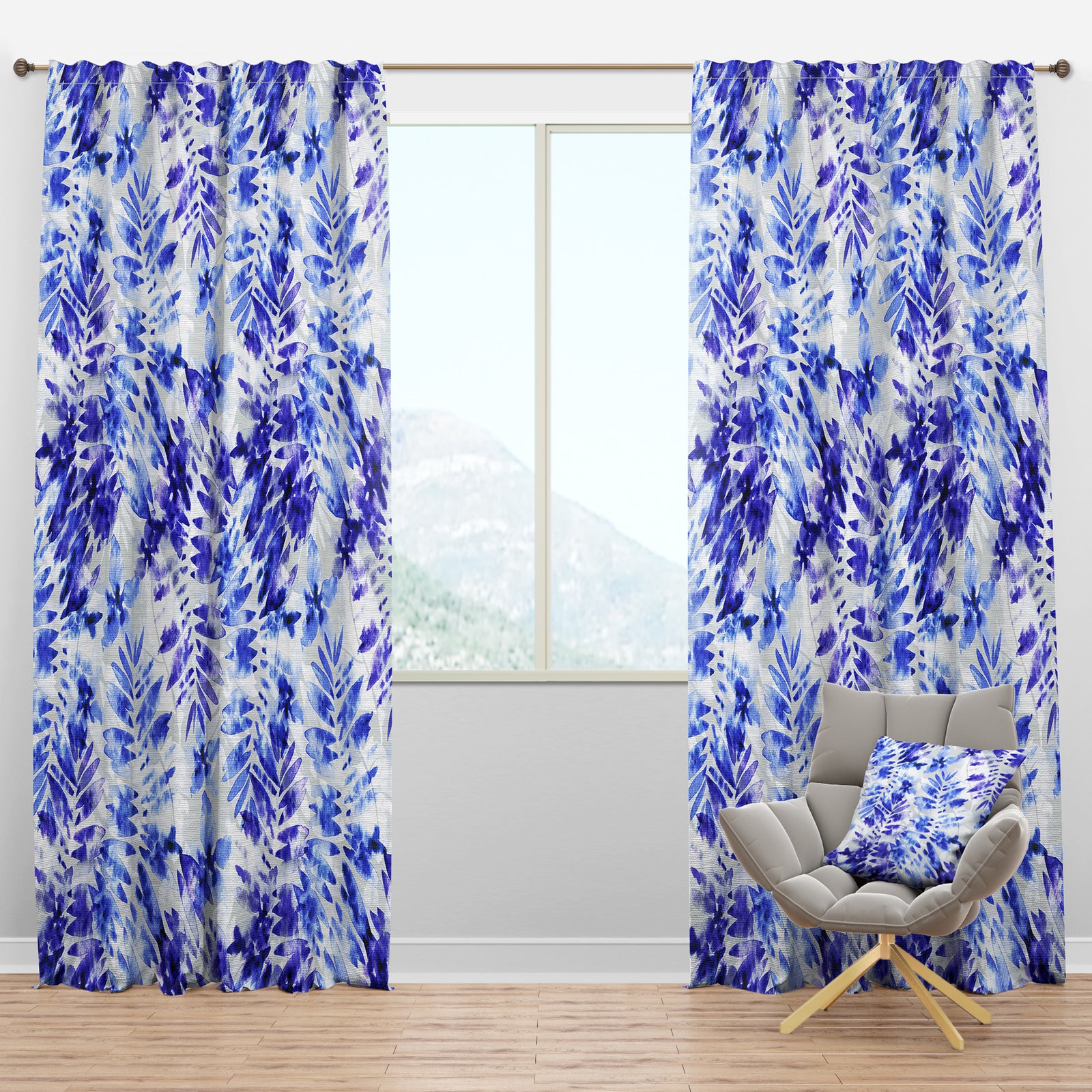 Leaves and Flowers Pattern - Tropical Curtain Panels