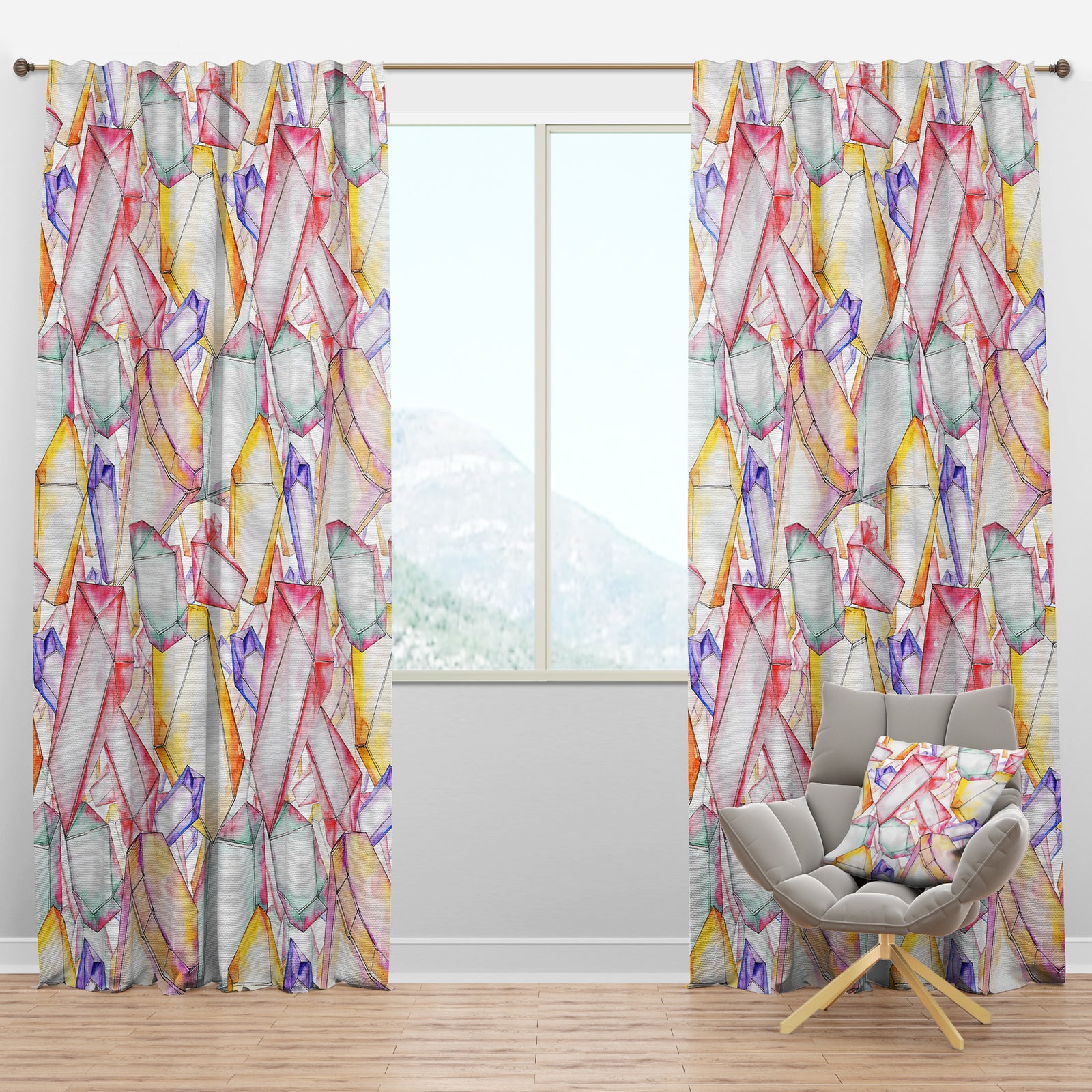Colorful Diamond Rock Jewelry Mineral - Modern & Contemporary Curtain Panels