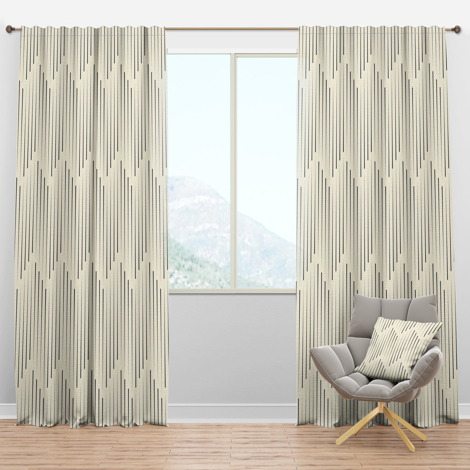 Zigzag Minimal Striped Design - Scandinavian Curtain Panels
