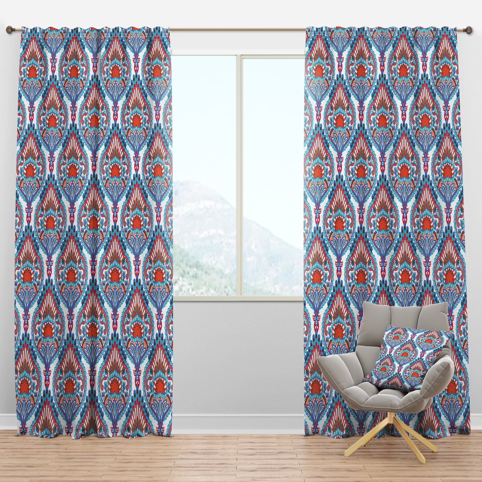 Damask Pattern - Bohemian & Eclectic Curtain Panels