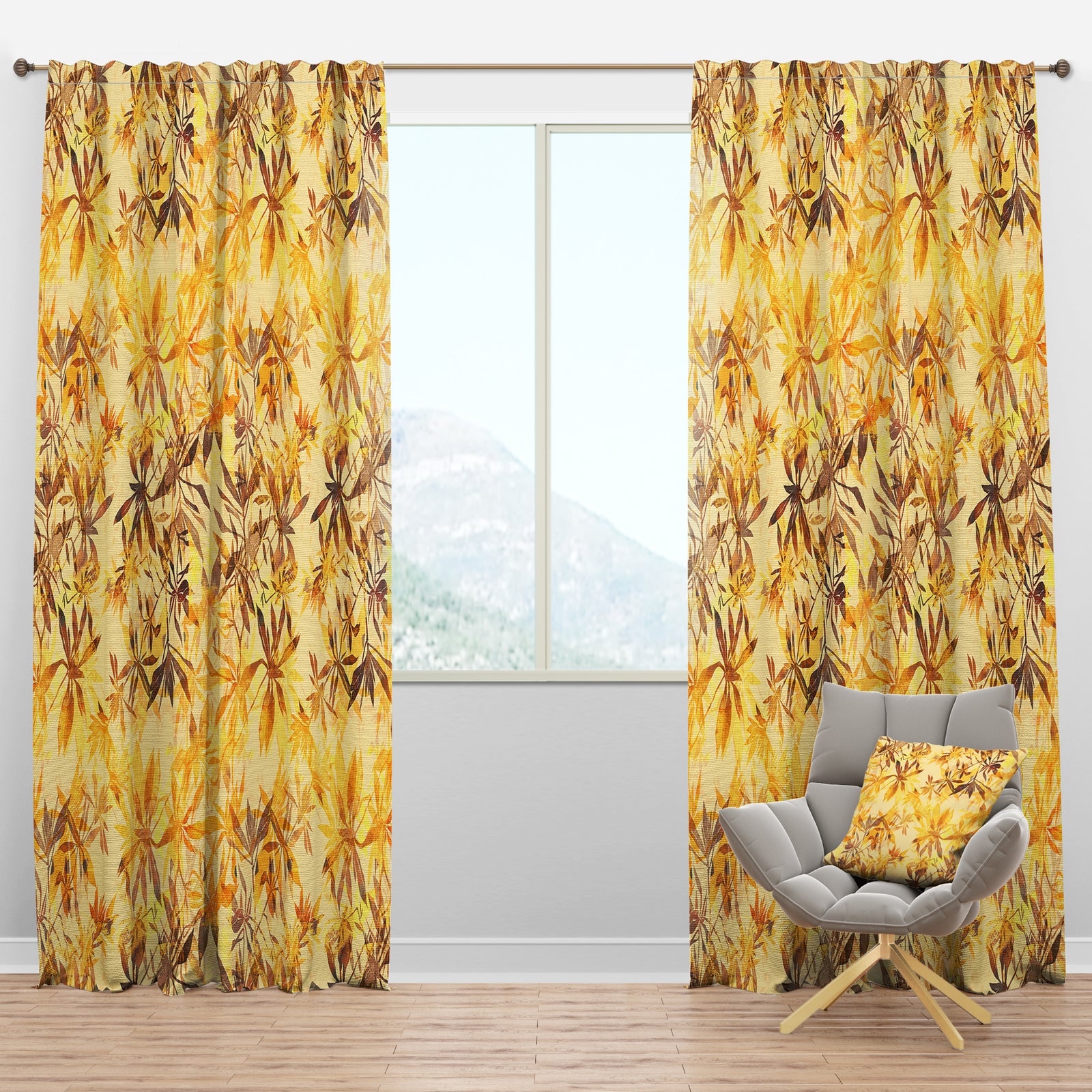 Imprints Abstract Herb Mix Pattern - Tropical Curtain Panels