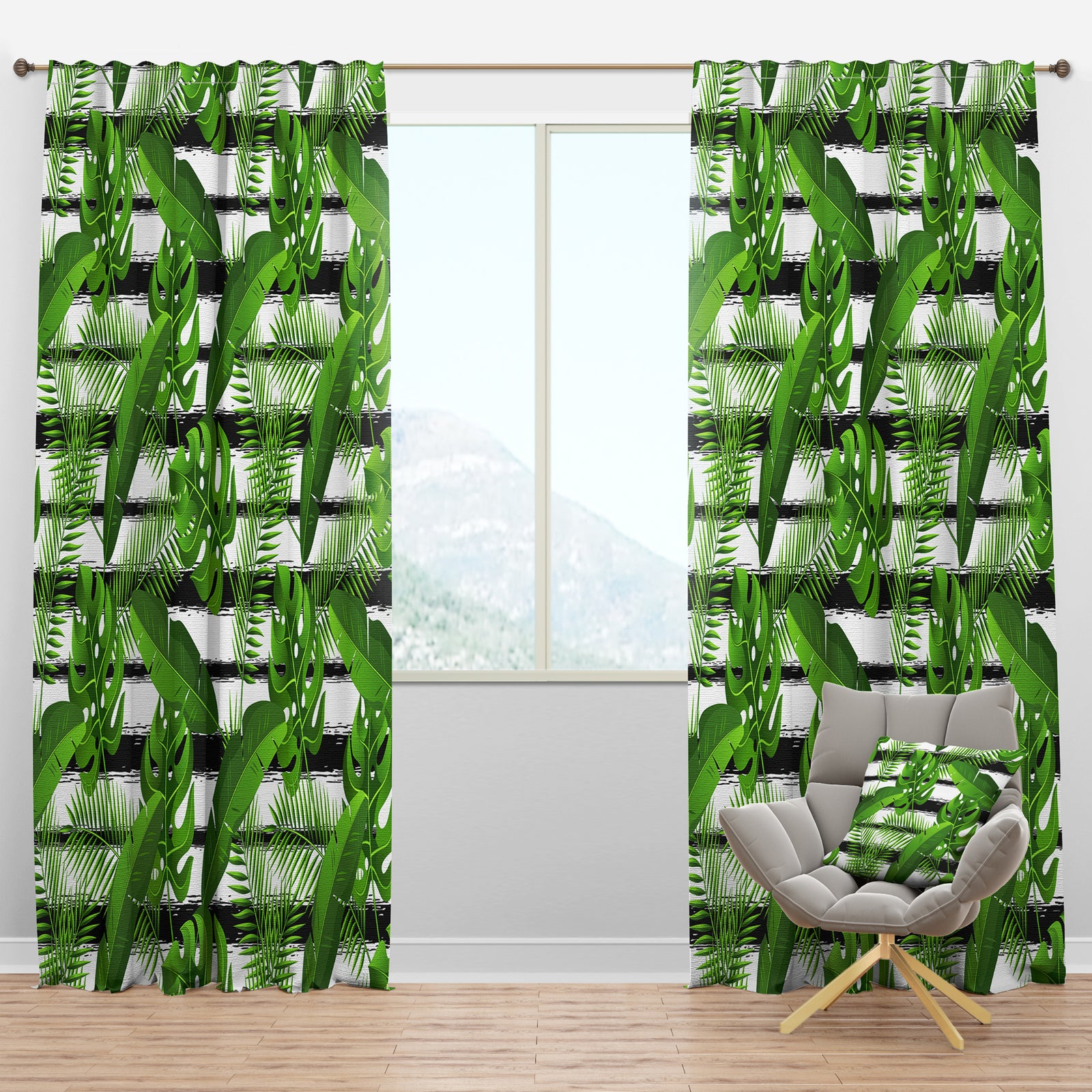 Pattern with Tropical Palm Leaves - Tropical Curtain Panels