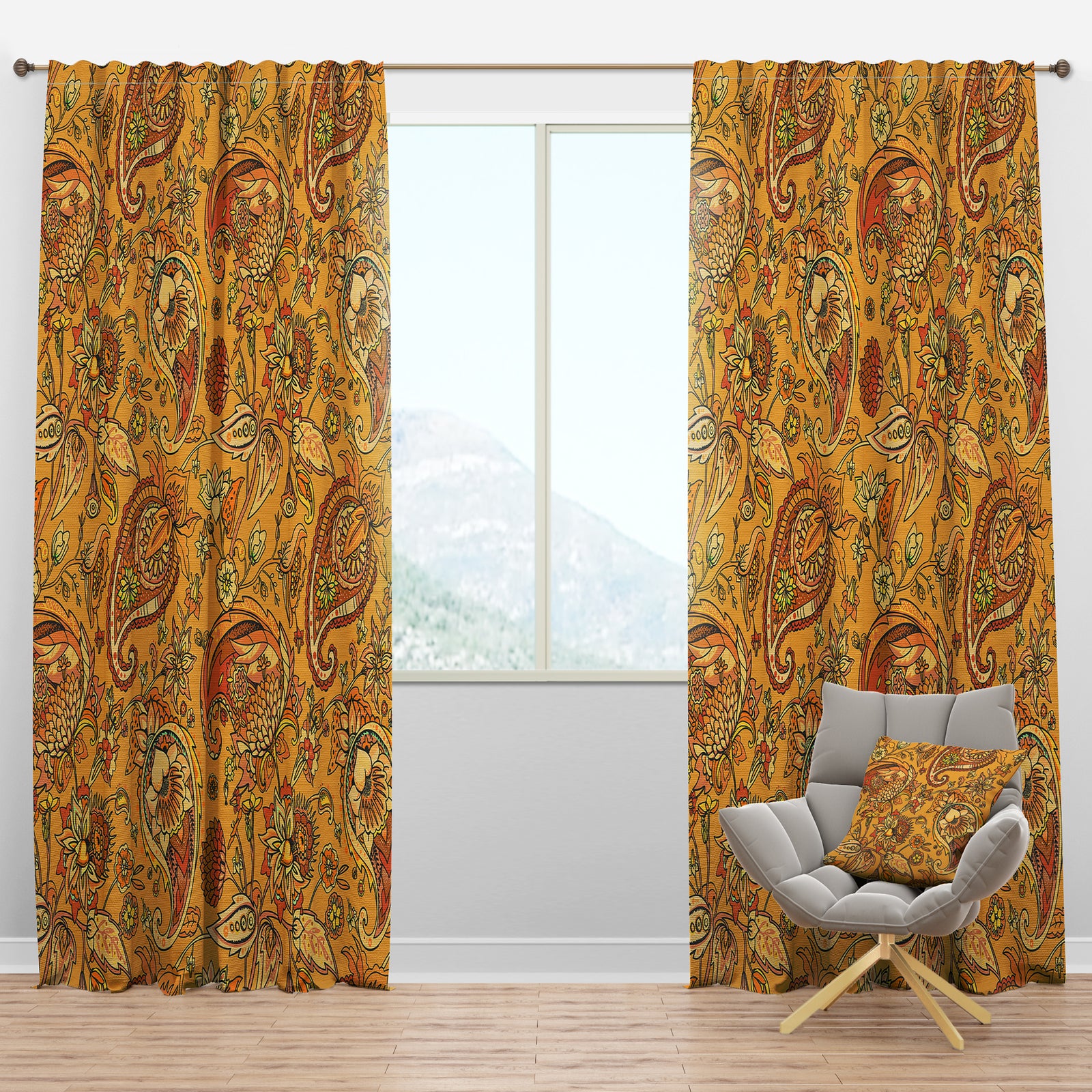 Oriental Paisley Pattern - Designer Curtain Panels