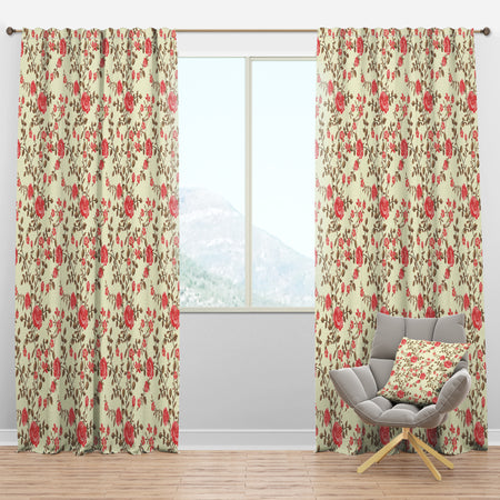 Roses Pattern - Bohemian & Eclectic Curtain Panels