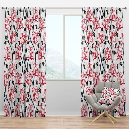 Pattern with Roses - Modern & Contemporary Curtain Panels