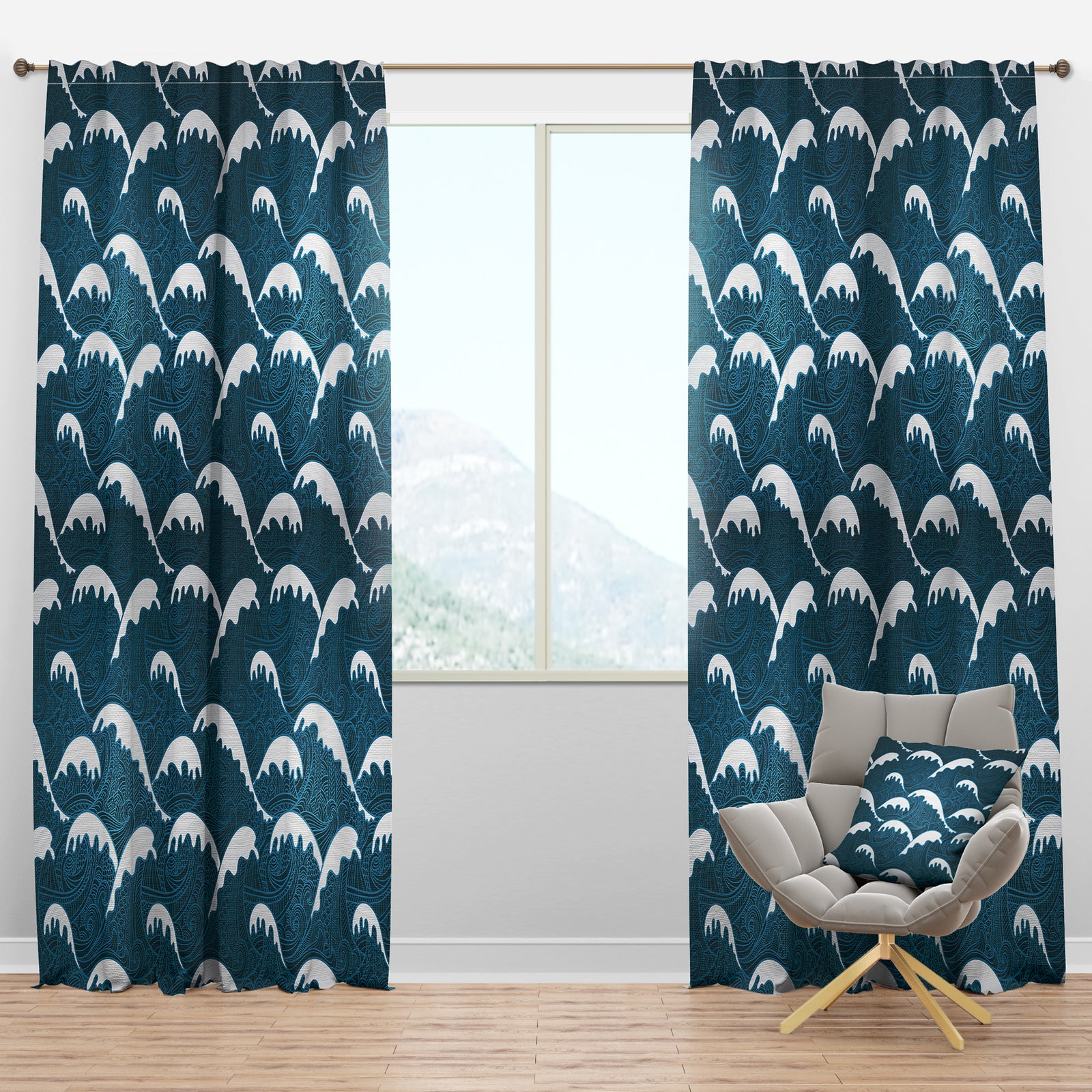 Waves Pattern - Nautical & Coastal Curtain Panels