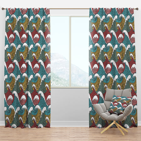 Colorful Waves Pattern - Nautical & Coastal Curtain Panels