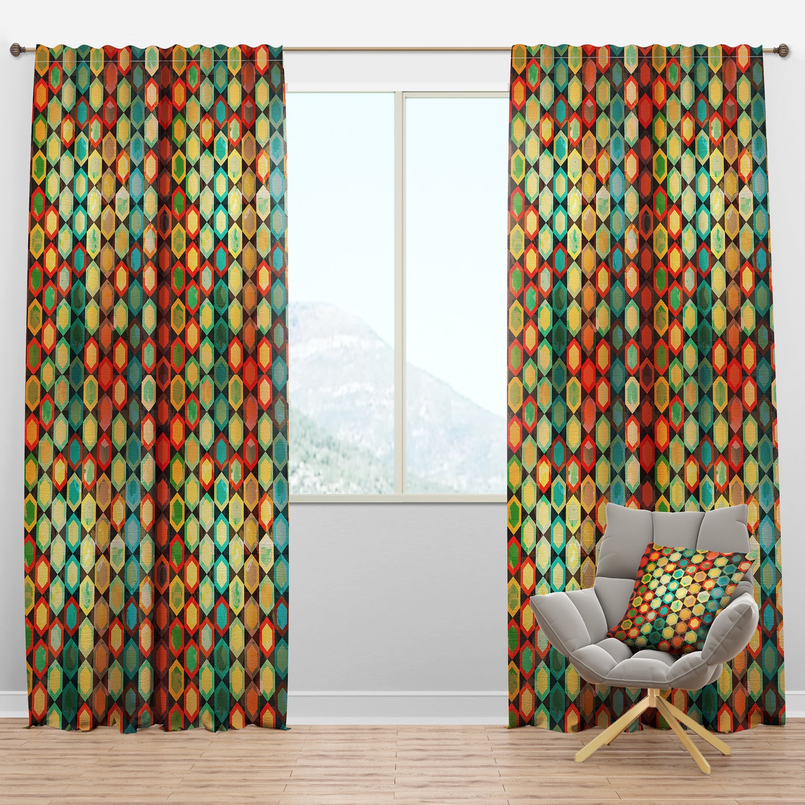 Multicolor Cells - Modern & Contemporary Curtain Panels