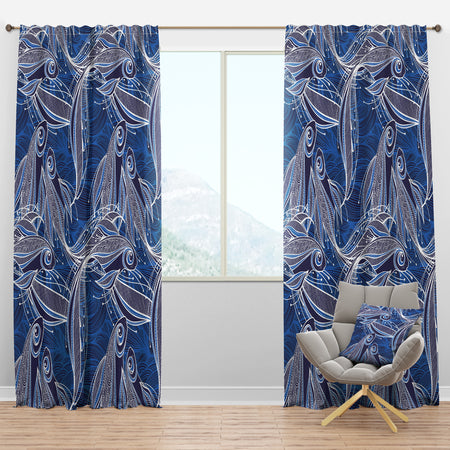 Blue Pattern with Fantastic Fishes - Nautical & Coastal Curtain Panels