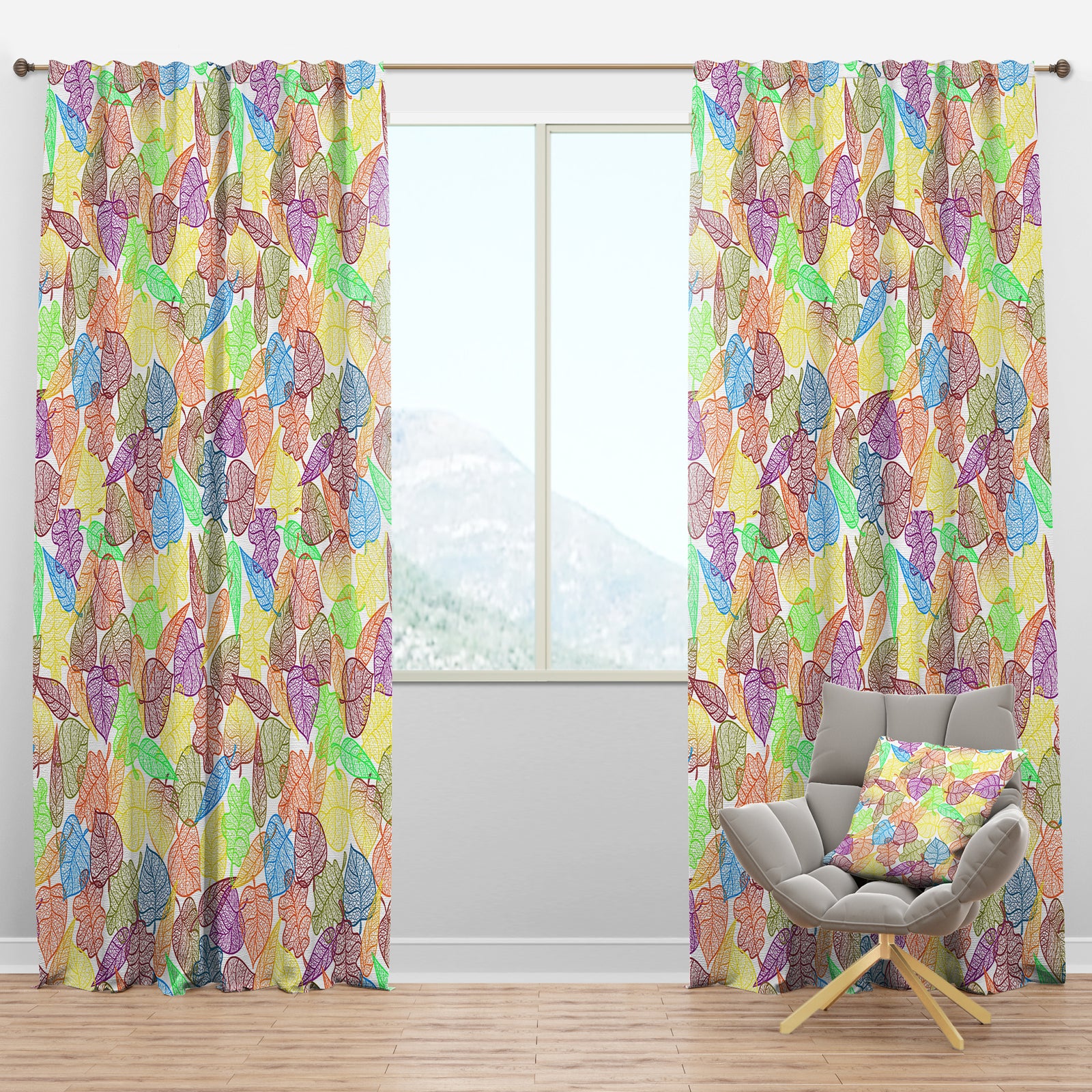 Autumn Transparent Leaves Pattern - Modern & Contemporary Curtain Panels